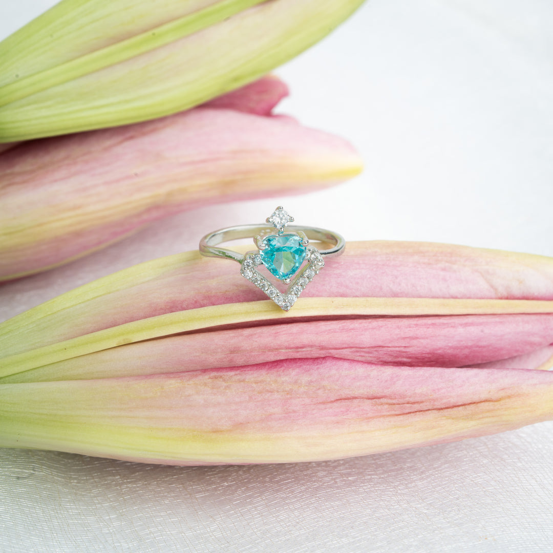 Claddagh Ring with Blue Heart Gemstone