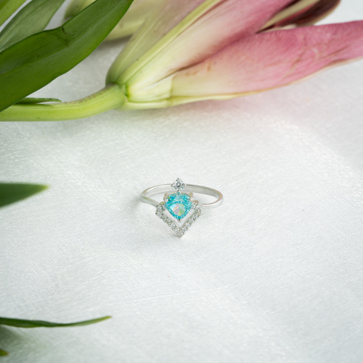 Claddagh Ring with Blue Heart Gemstone