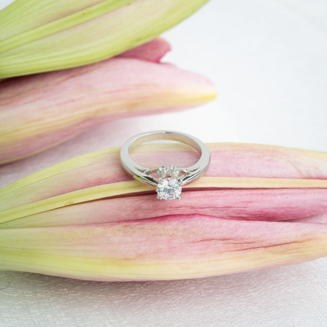 Solitaire Ring with Brilliant CZ Stone