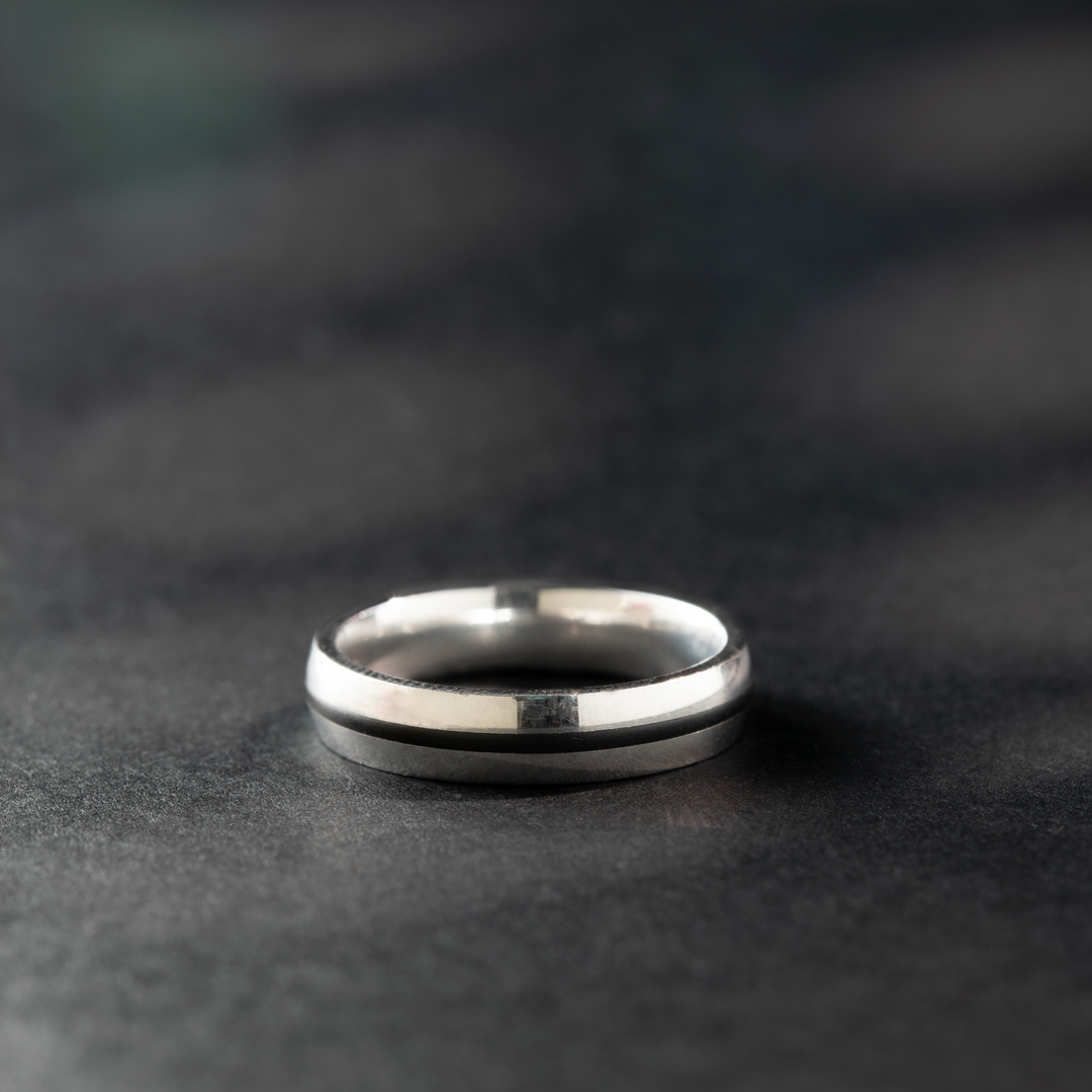 Black Line Sterling Silver Ring