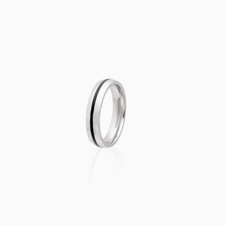 Black Line Sterling Silver Ring