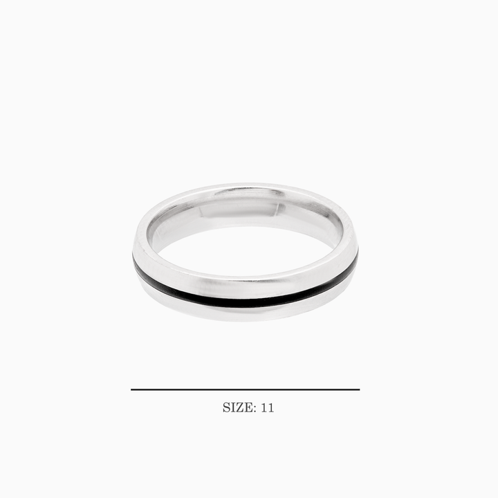 Black Line Sterling Silver Ring