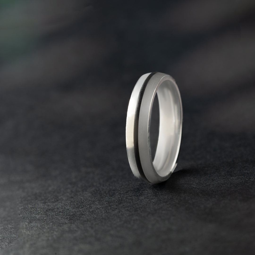 Black Line Sterling Silver Ring