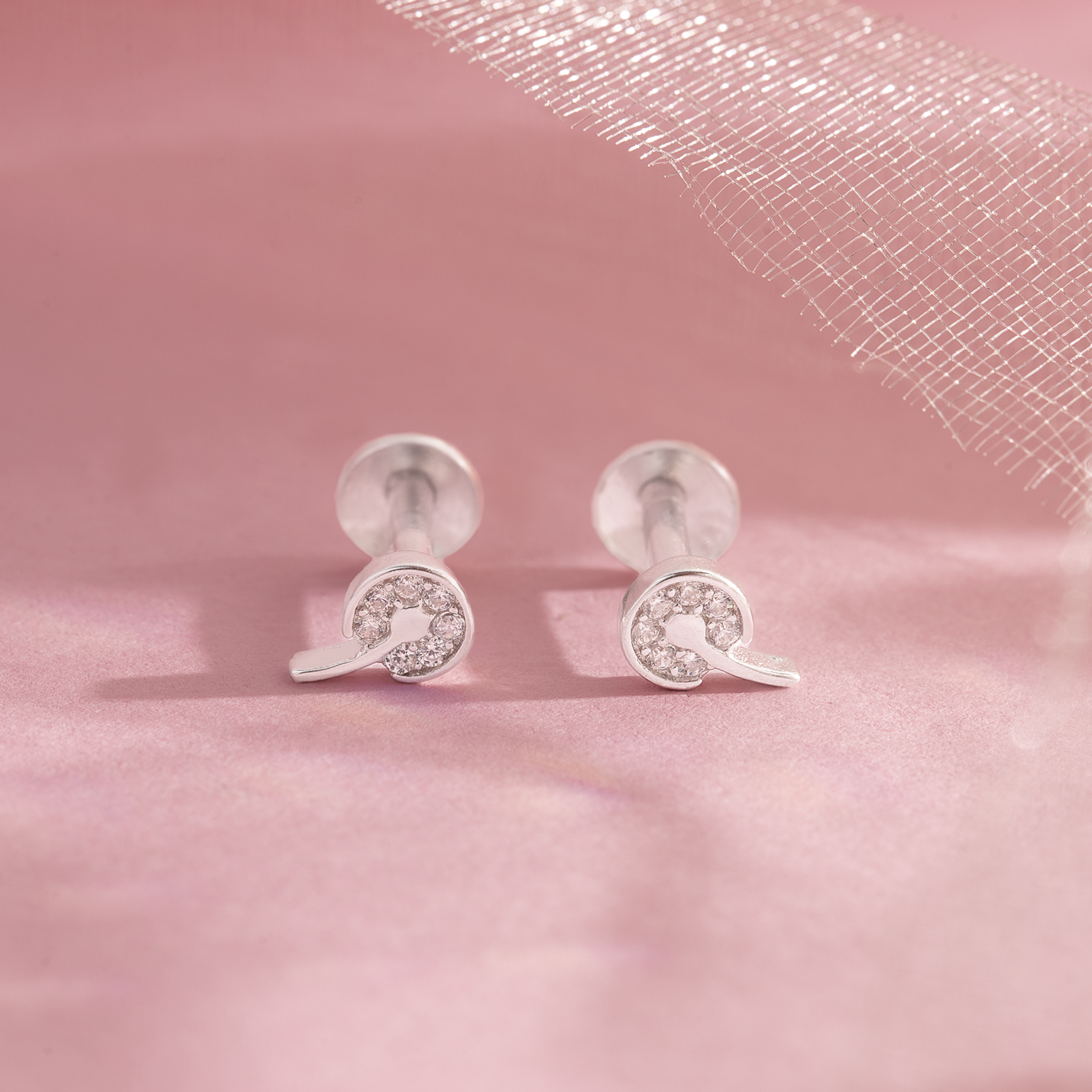 92.5 Sterling Silver Minimal Round Stud Earrings