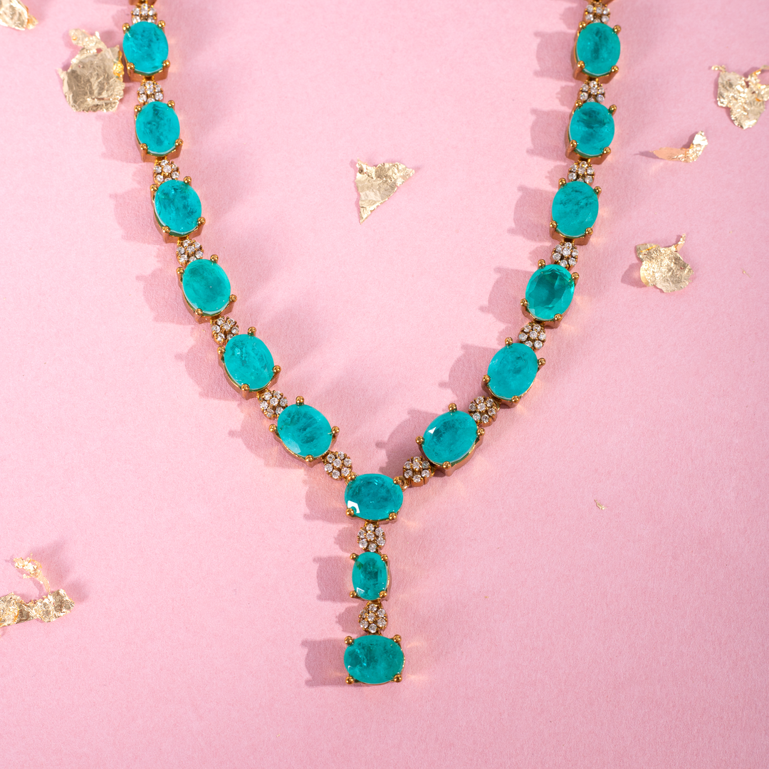 Green Stone Malai Set with Matching Stud Earrings