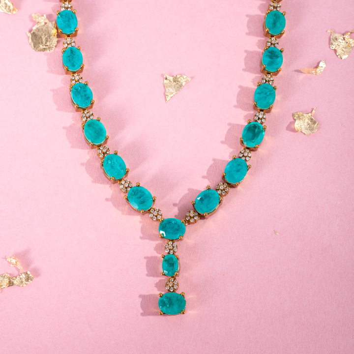 Green Stone Malai Set with Matching Stud Earrings