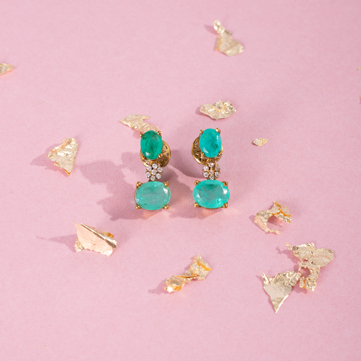 Green Stone Malai Set with Matching Stud Earrings