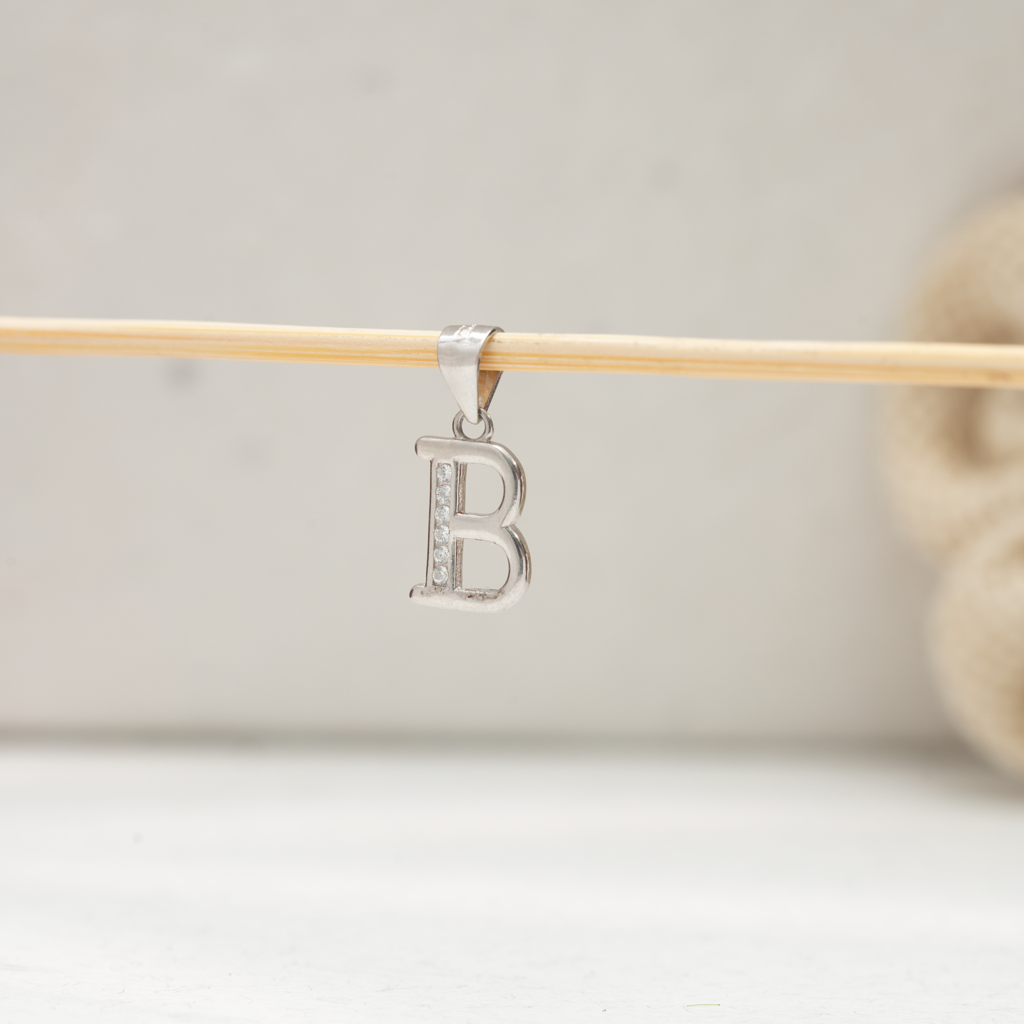 Silver Initial “B” Pendant