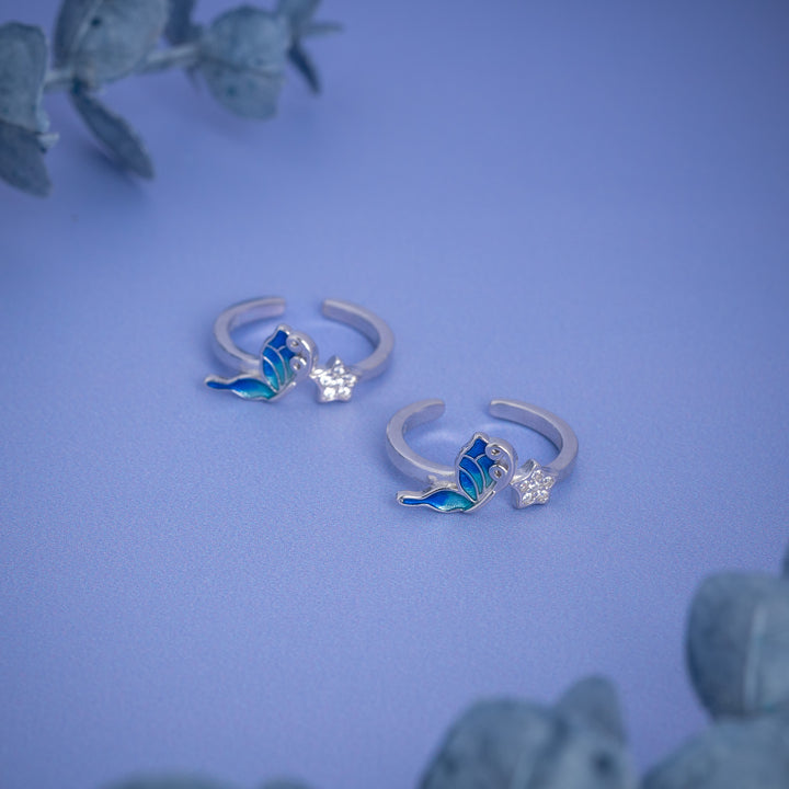 Fancy Enamel Butterfly Toe Ring
