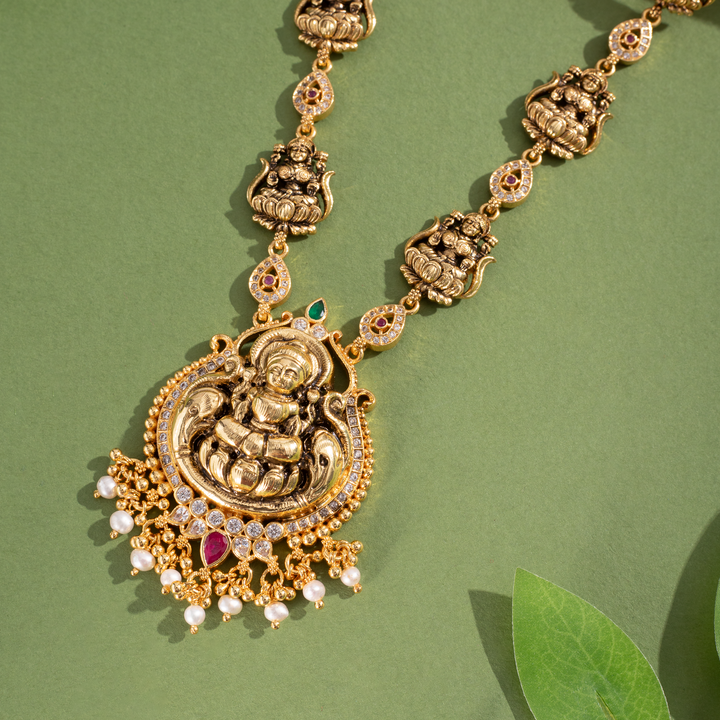 Gold-Plated Antique Lakshmi Temple Malai