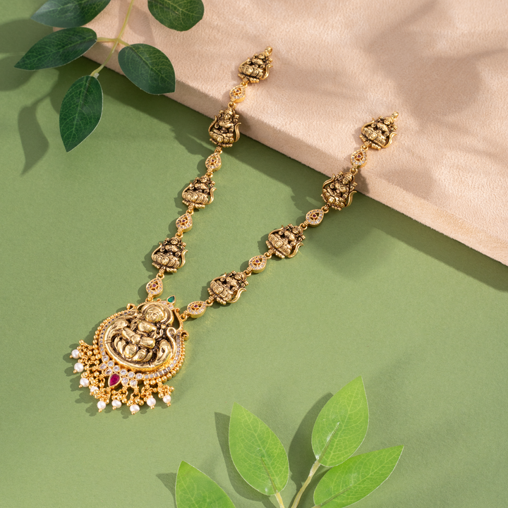 Gold-Plated Antique Lakshmi Temple Malai