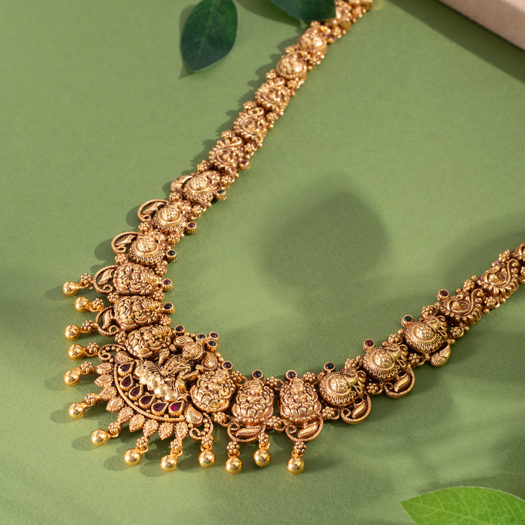 Gold-Plated Antique Lakshmi Temple Malai