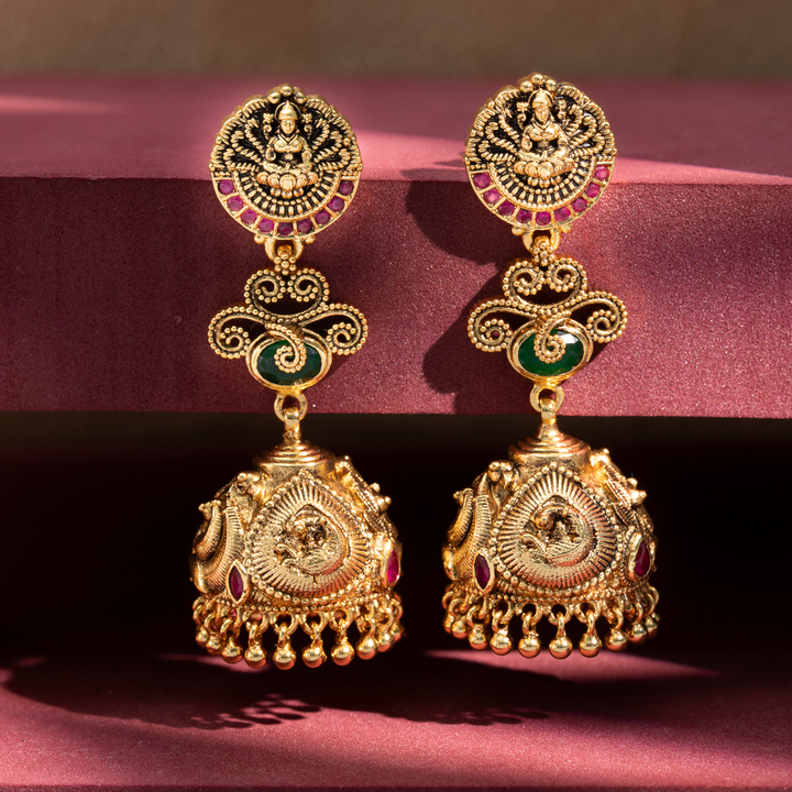 Gold-Plated Antique Jhumka Earrings