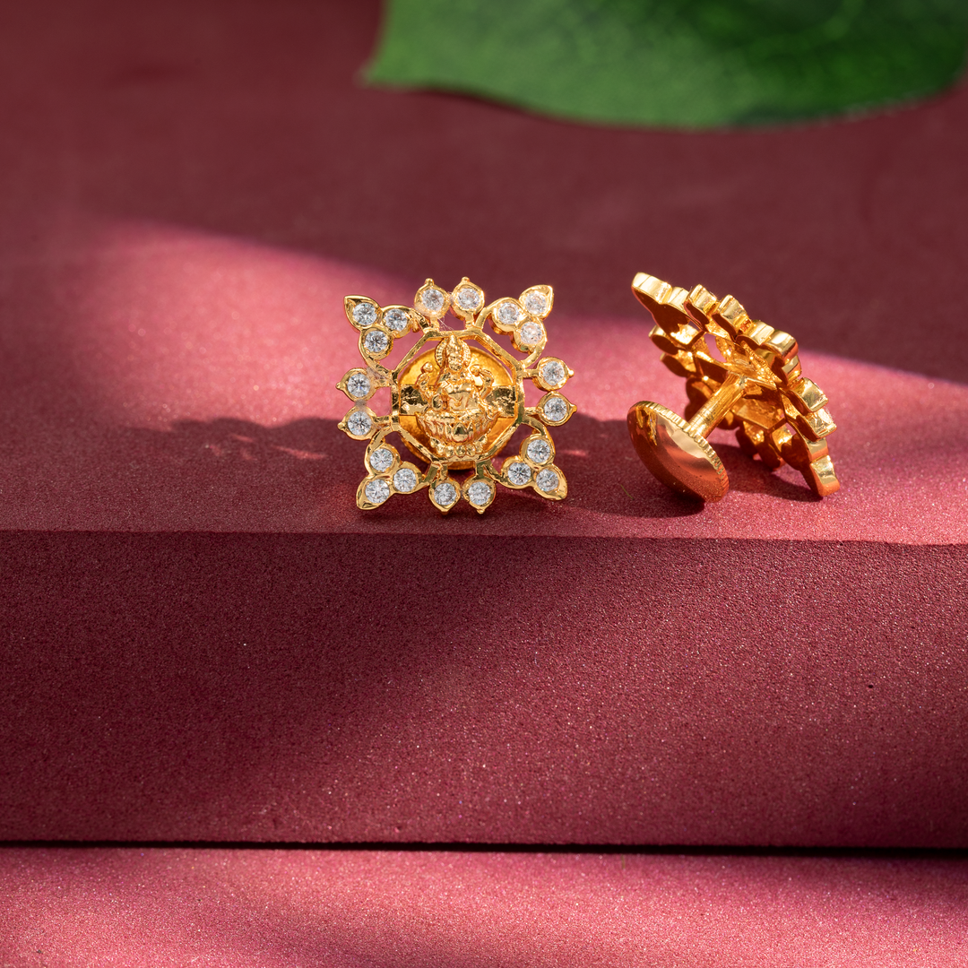 Gold-Plated Lakshmi Stud Earrings