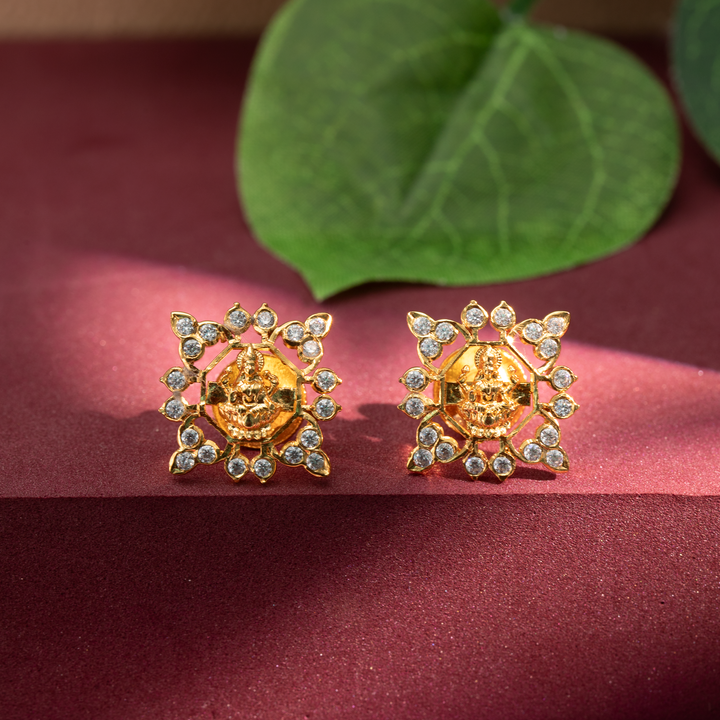 Gold-Plated Lakshmi Stud Earrings