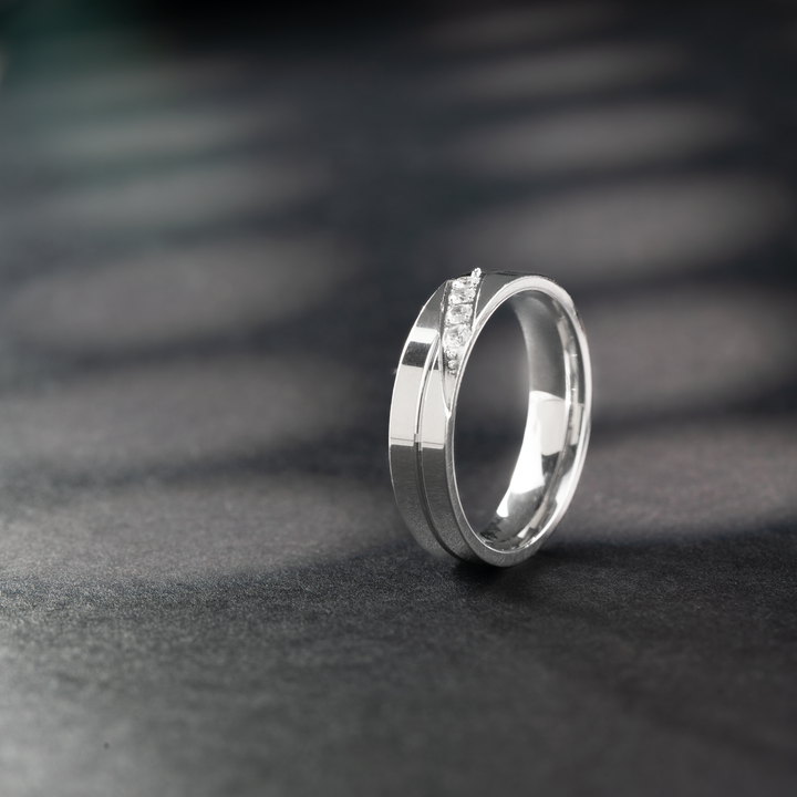 Crossover Sterling Silver Ring with Stones