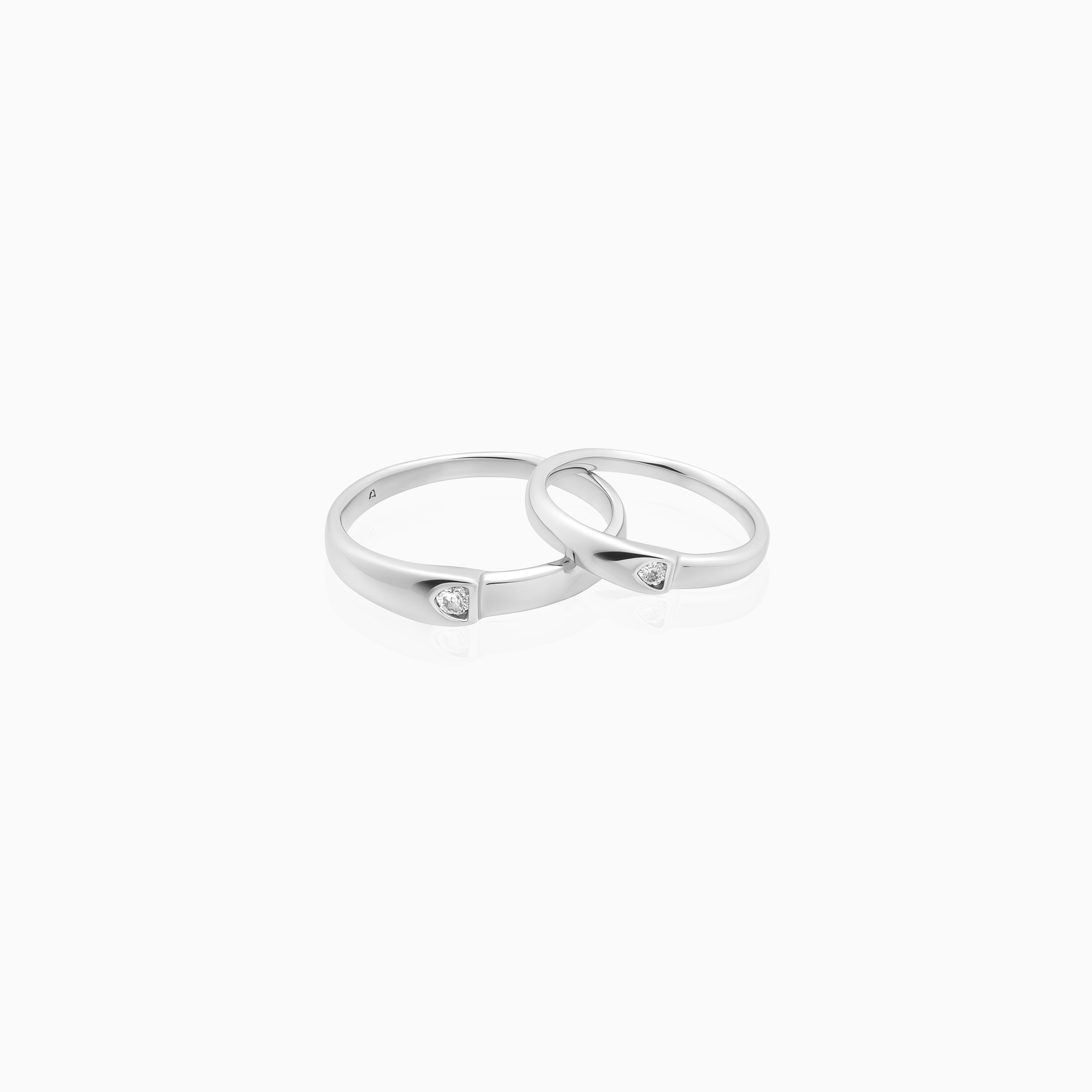 Silver Couple Rings with Solitaire CZ Stone