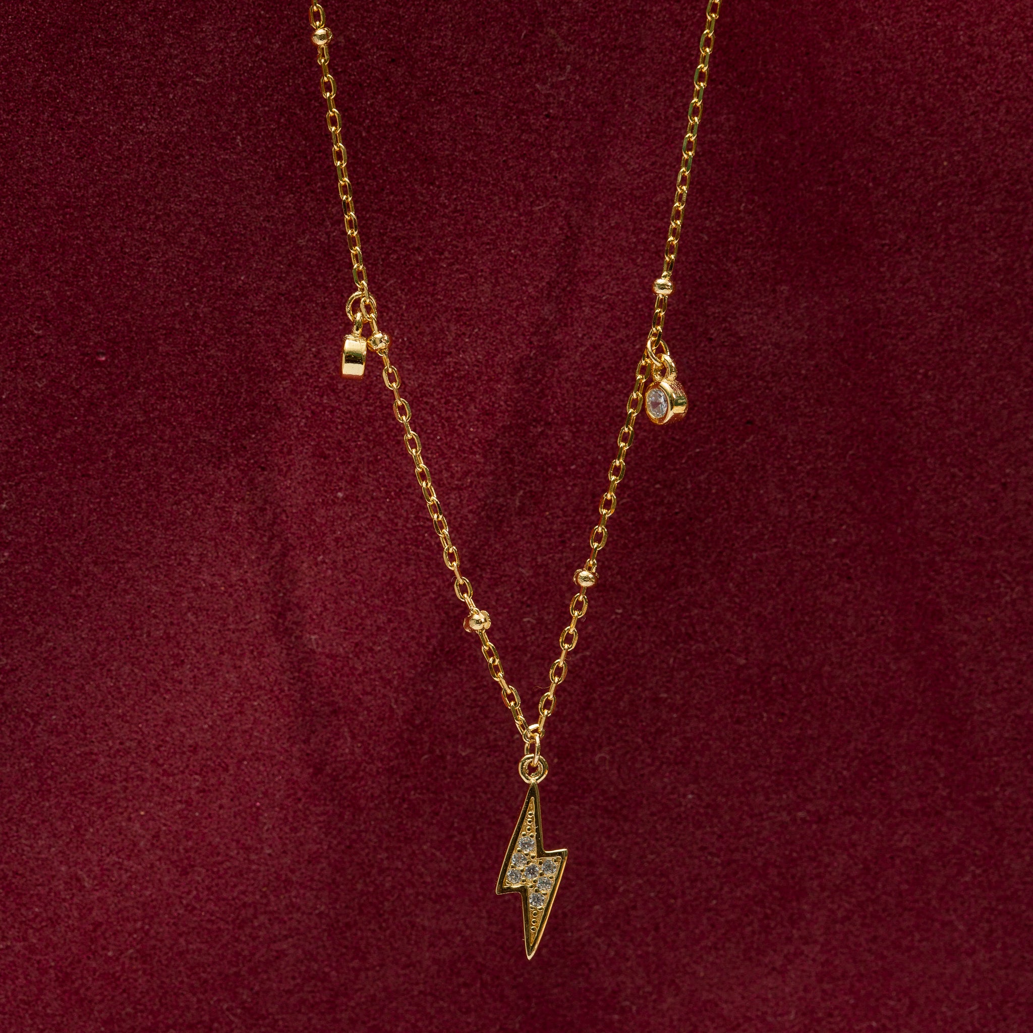 Gold-Plated Lightning Bolt Pendant Chain