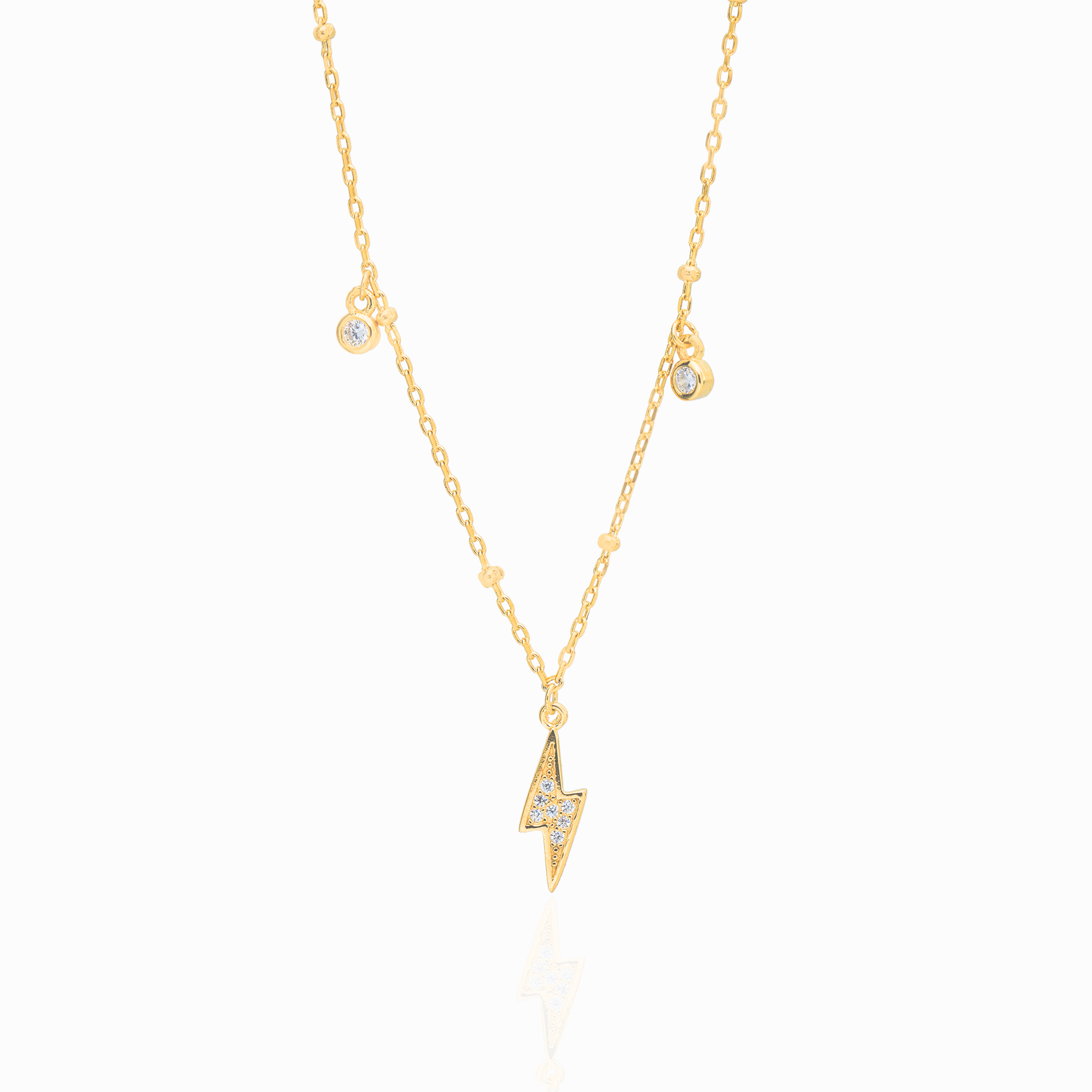 Gold-Plated Lightning Bolt Pendant Chain