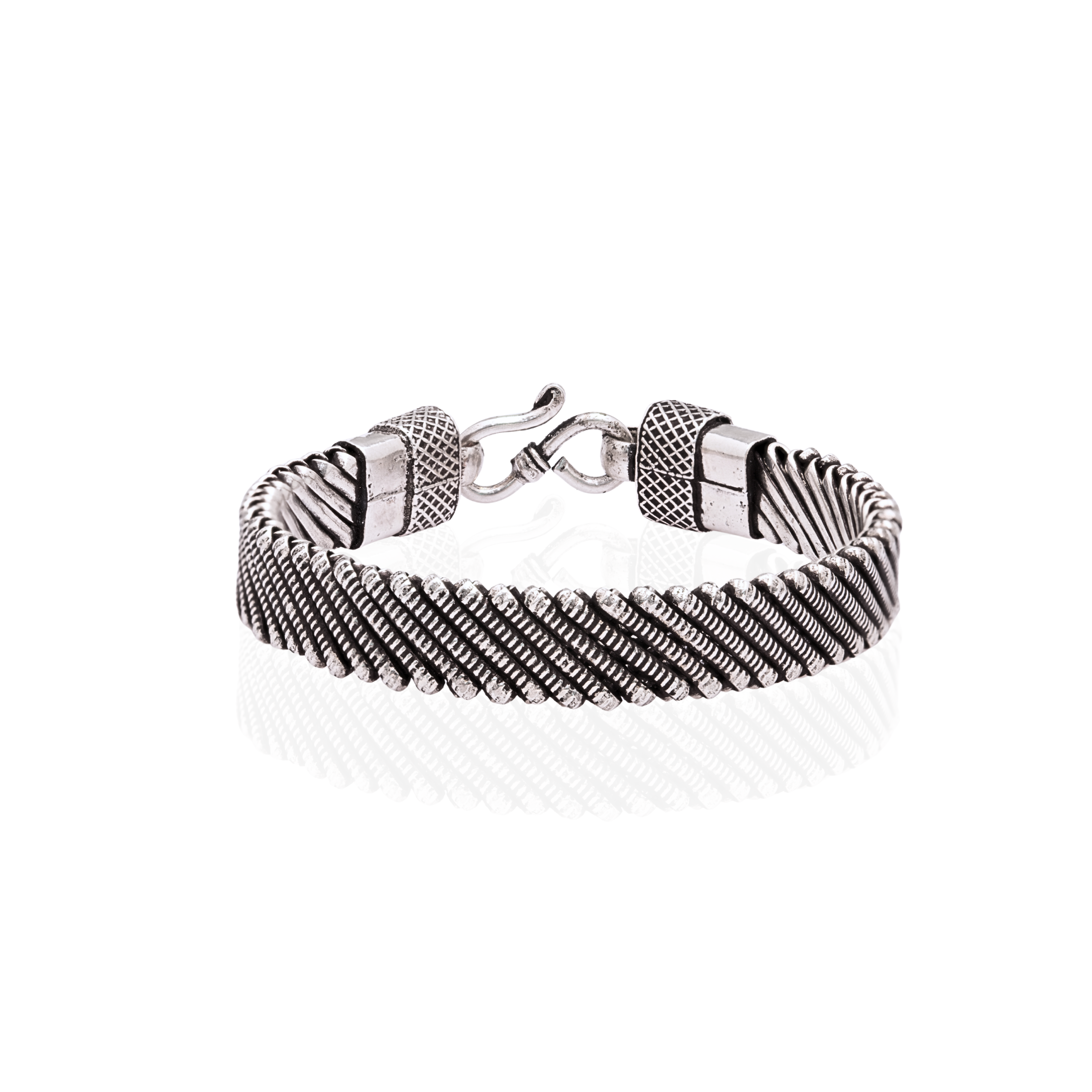 Textured Oxidized Sterling Silver Gents Bracelet