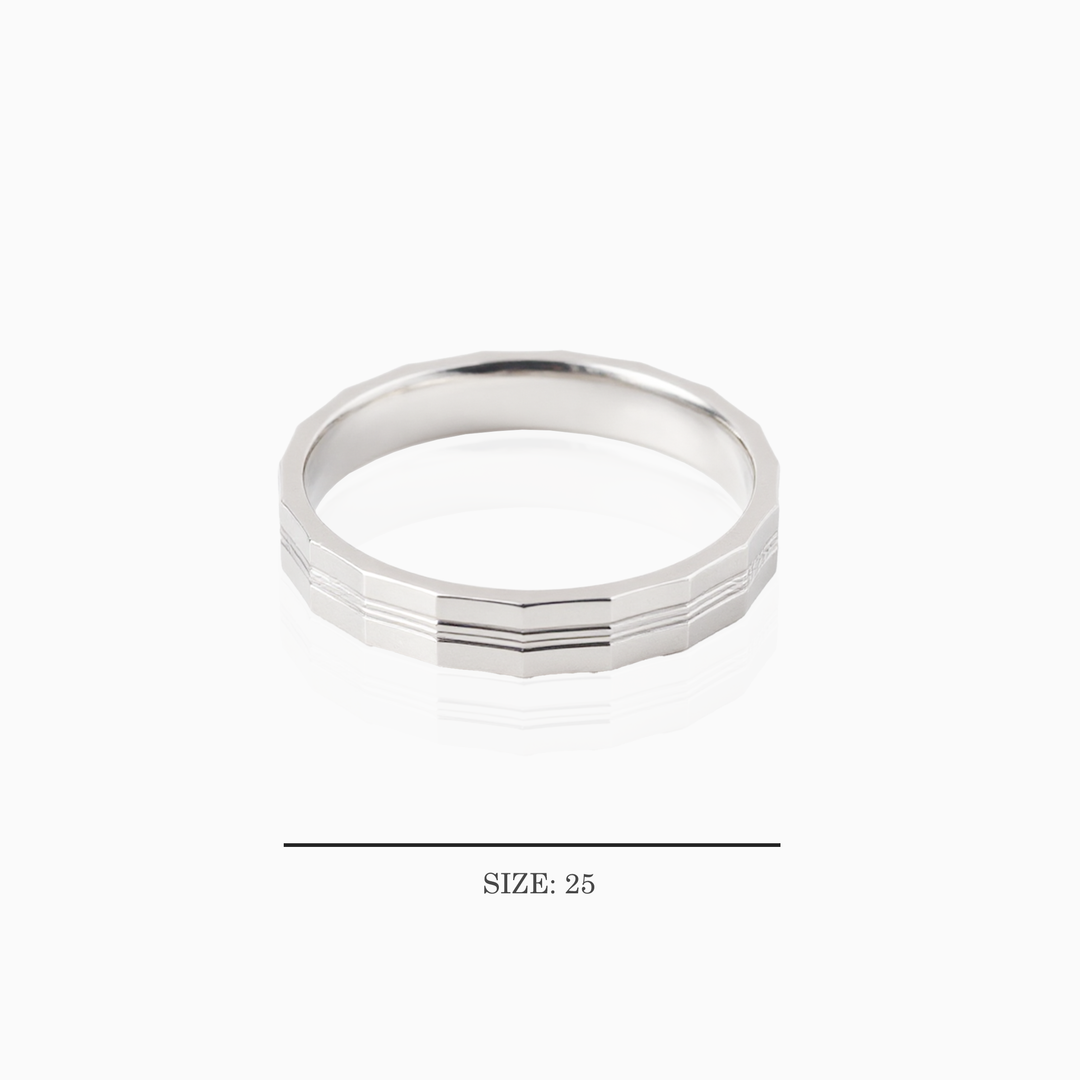 Geometric Pattern Sterling Silver-Toned Ring