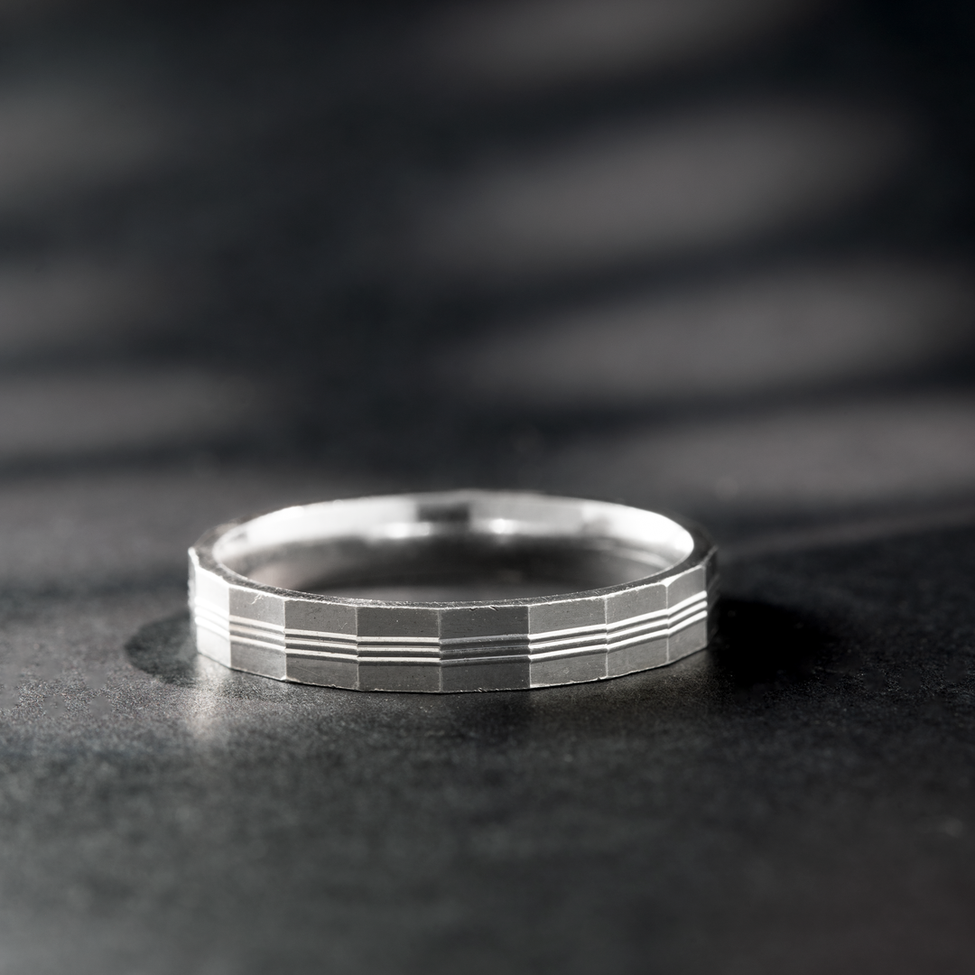 Geometric Pattern Sterling Silver-Toned Ring