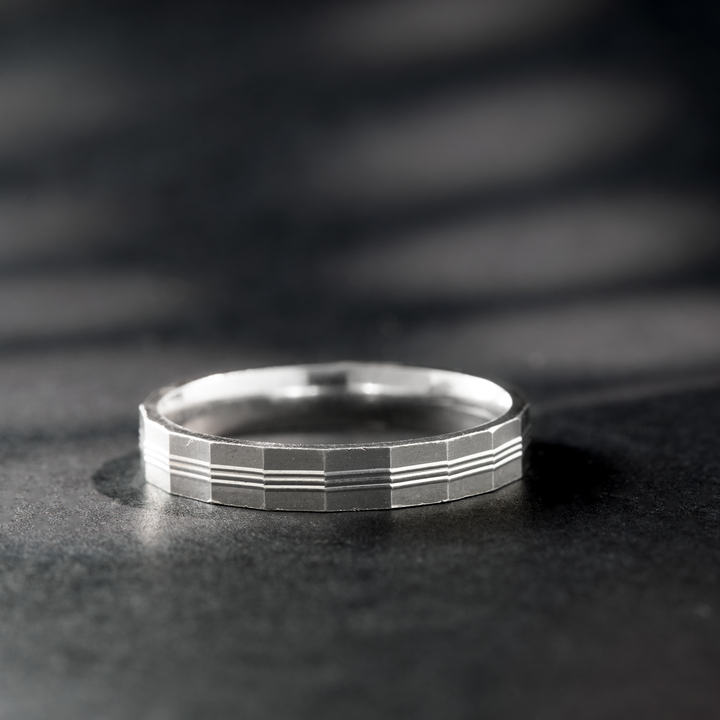 Geometric Pattern Sterling Silver-Toned Ring