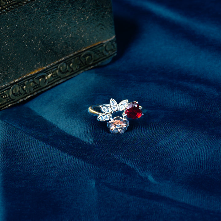Heart red stone ring