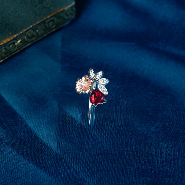 Heart red stone ring