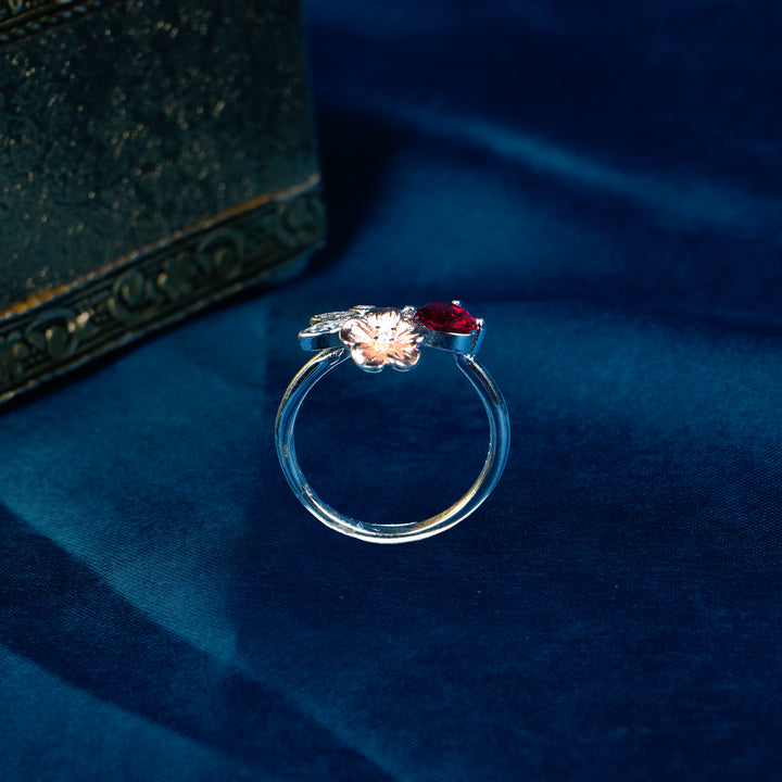 Heart red stone ring