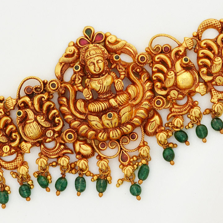 Short gold Lakshmi choker necklace in traditional design