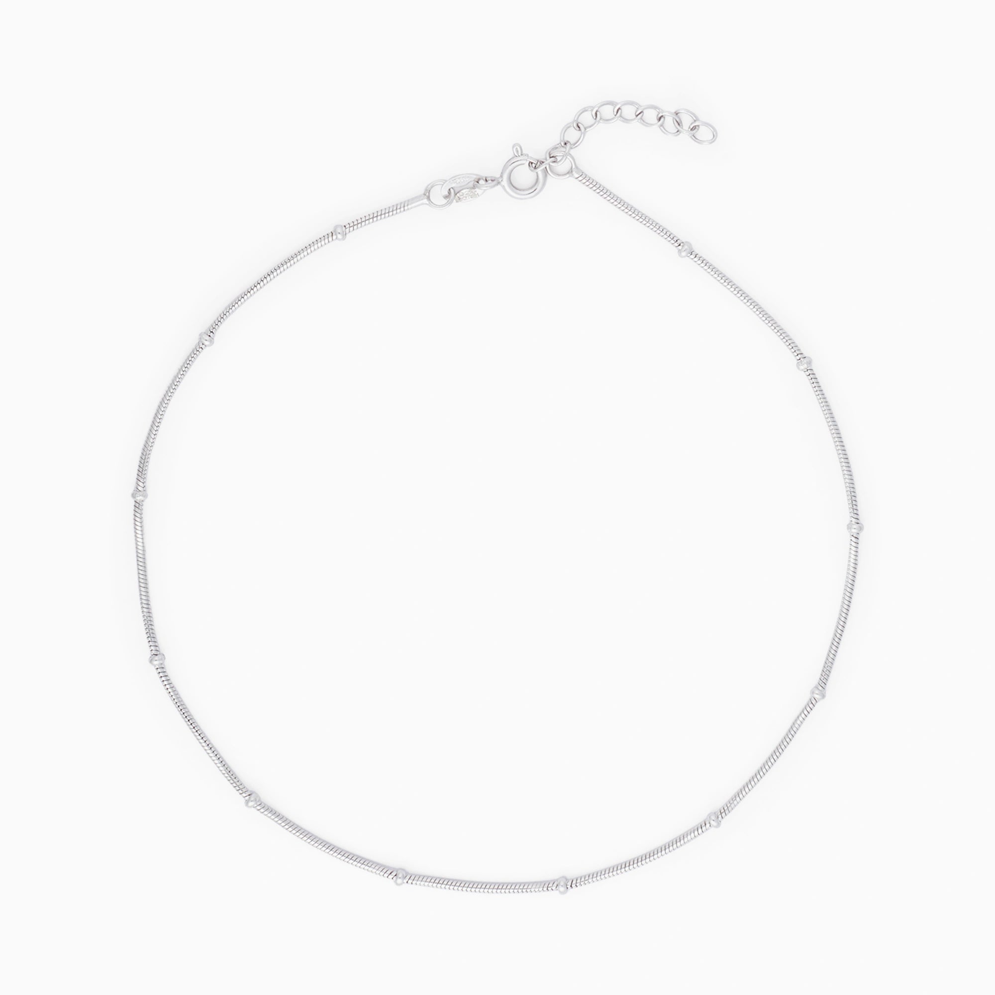 Silver Beaded Anklet 