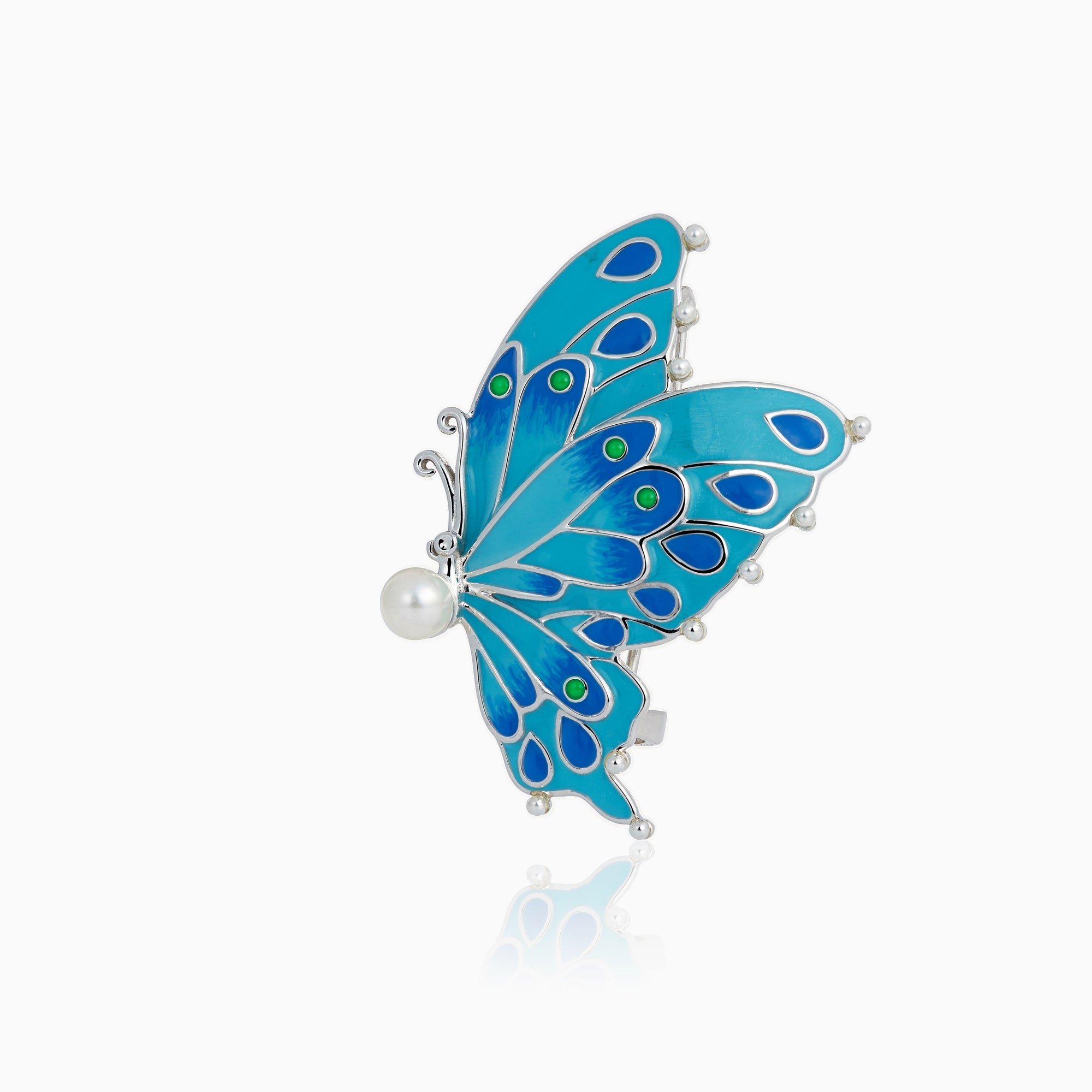 Silver Blue Butterfly Brooch Ishna