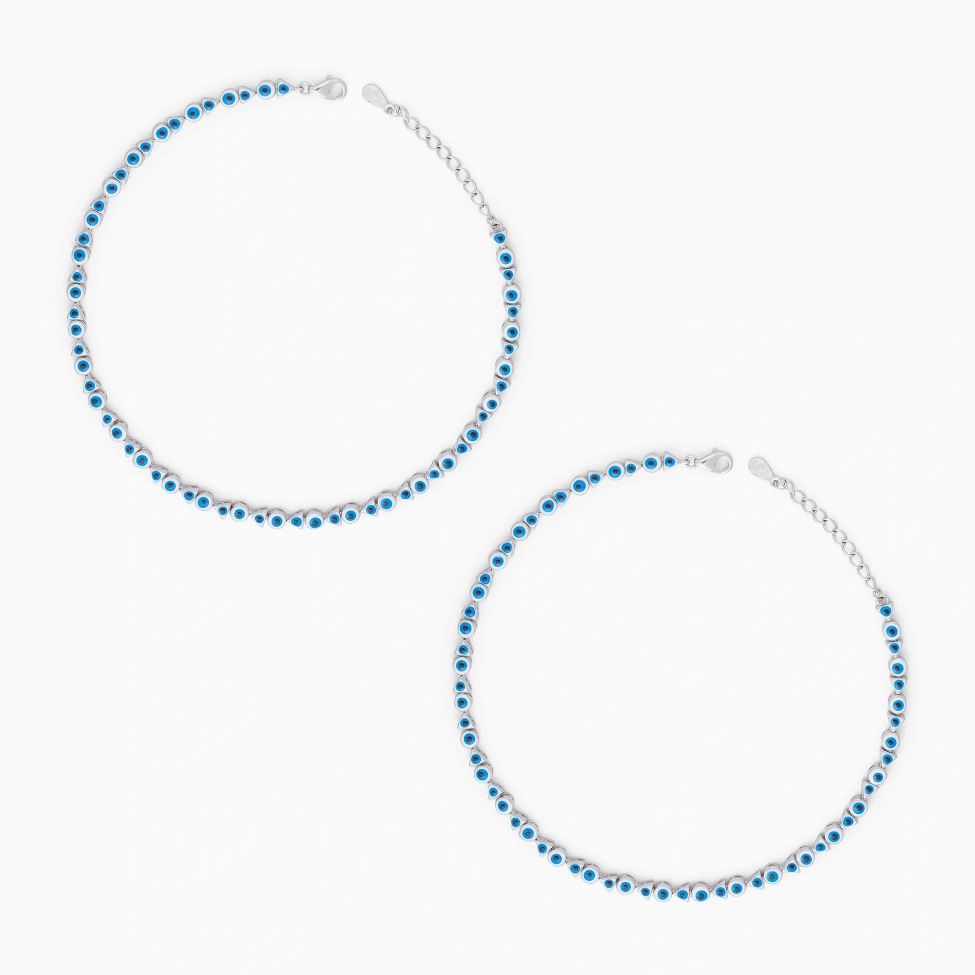 Silver Blue Evil Eye Motif Anklet Ishna