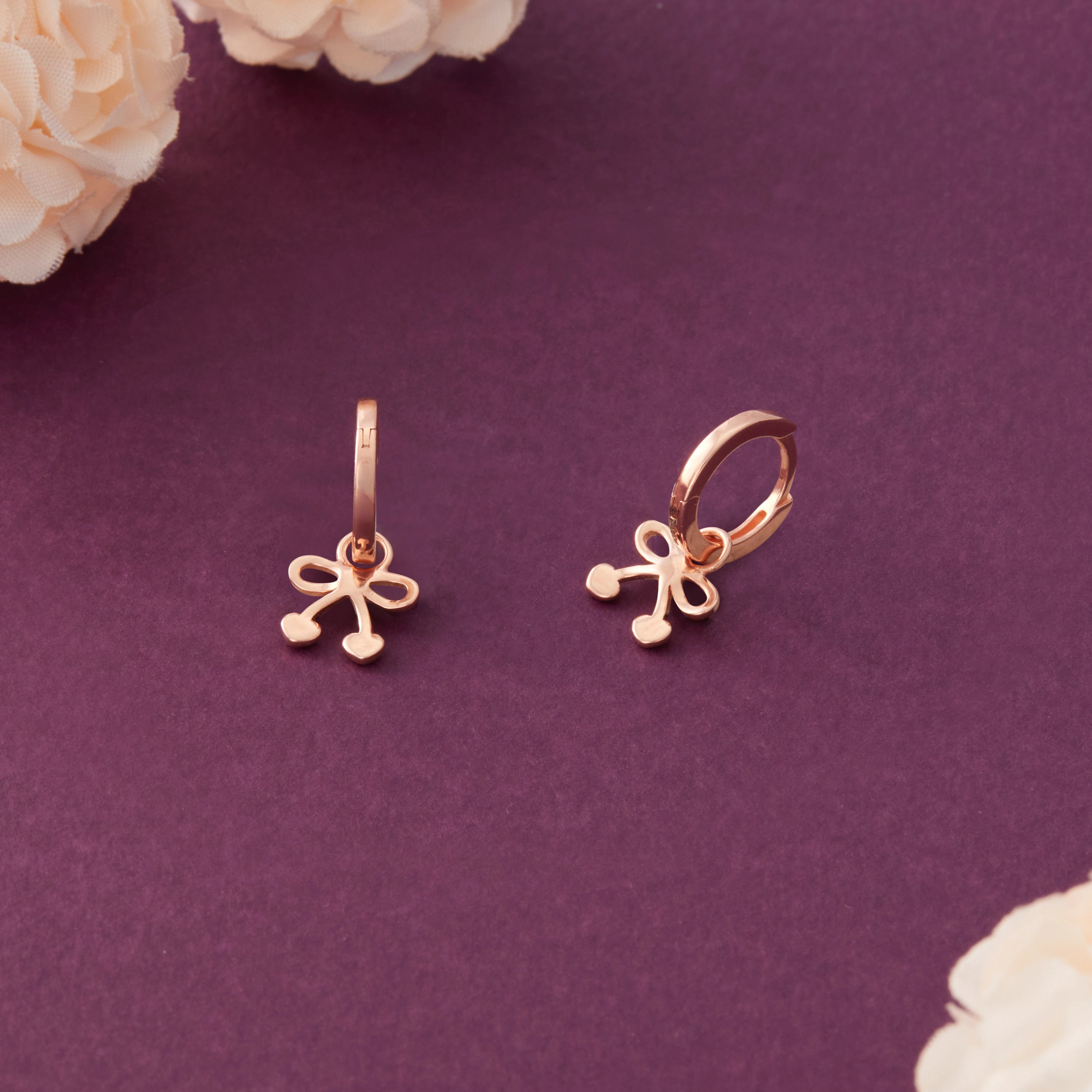 Silver Bow Dangle Hoop Earrings Ishna