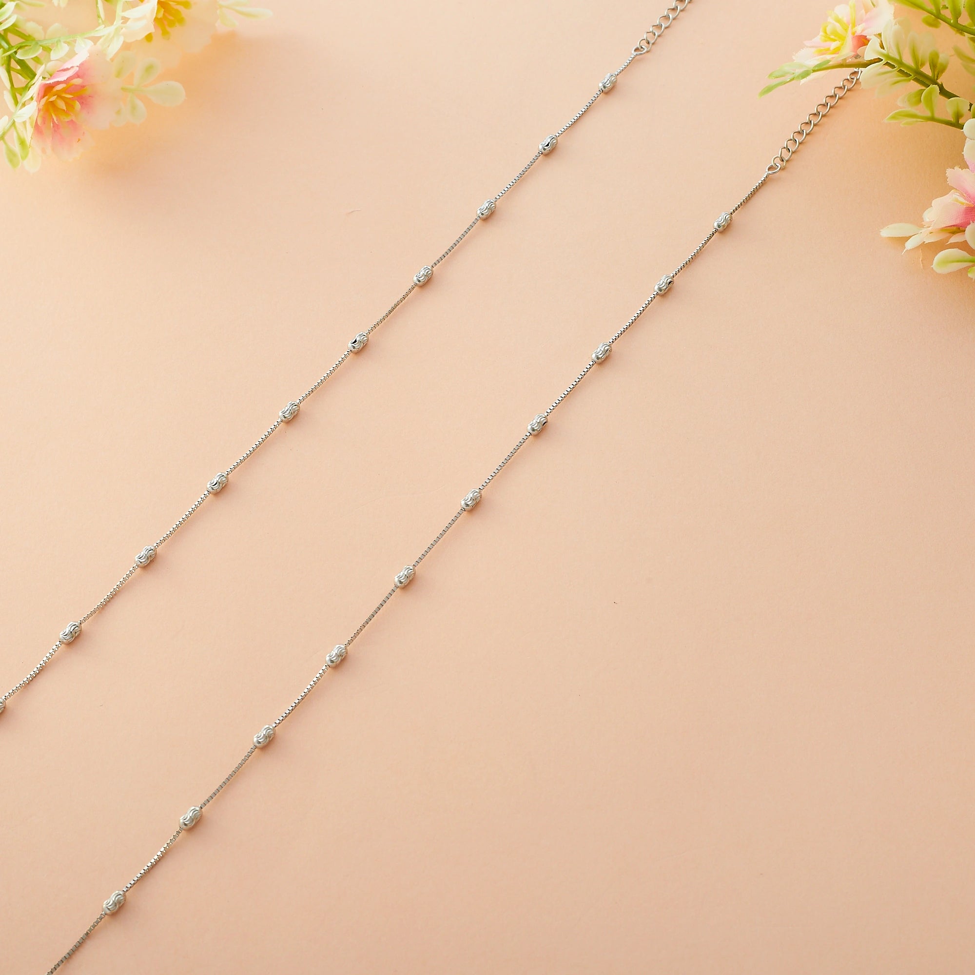 Silver Box Chain Anklet Ishna