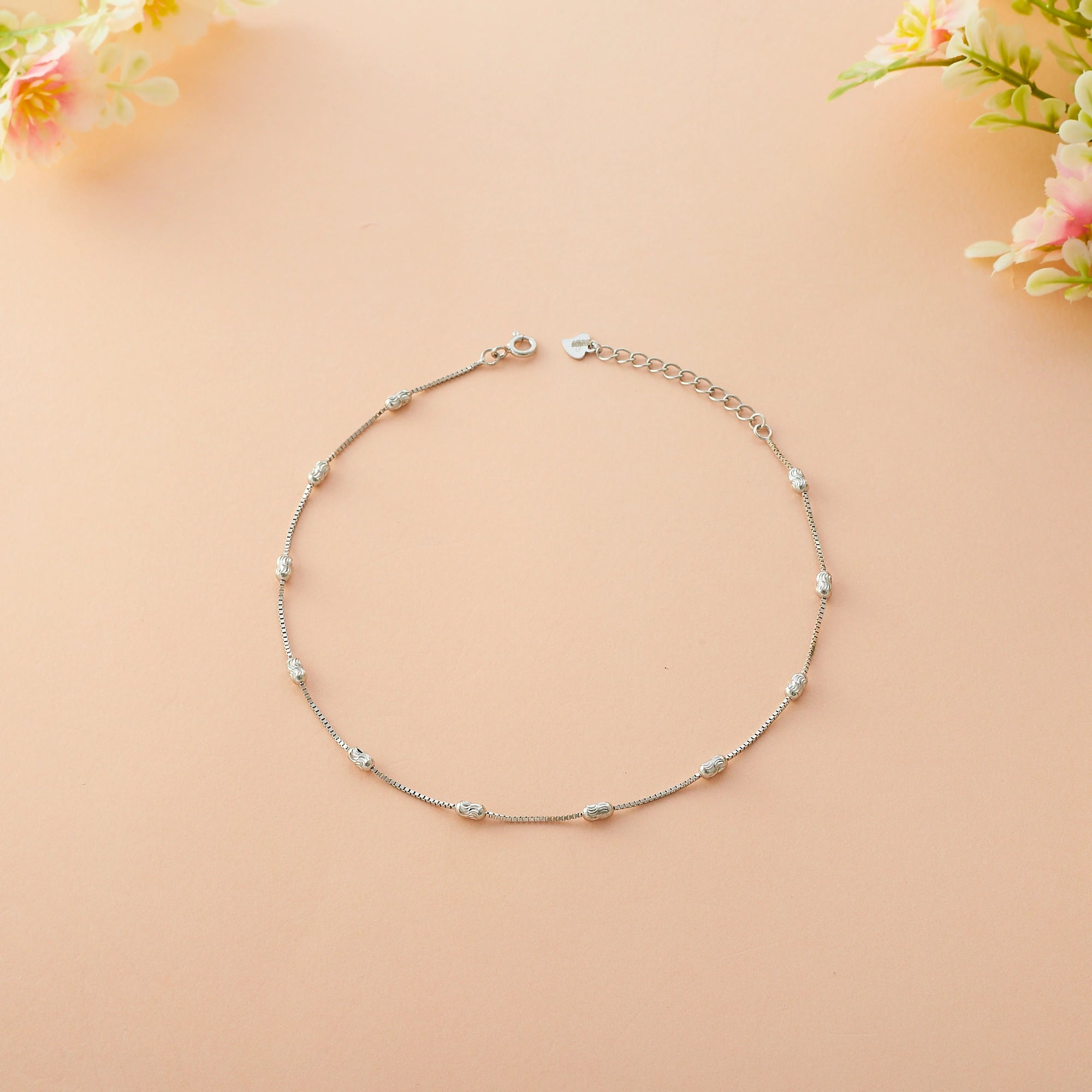 Silver Box Chain Designed Anklet Ishna