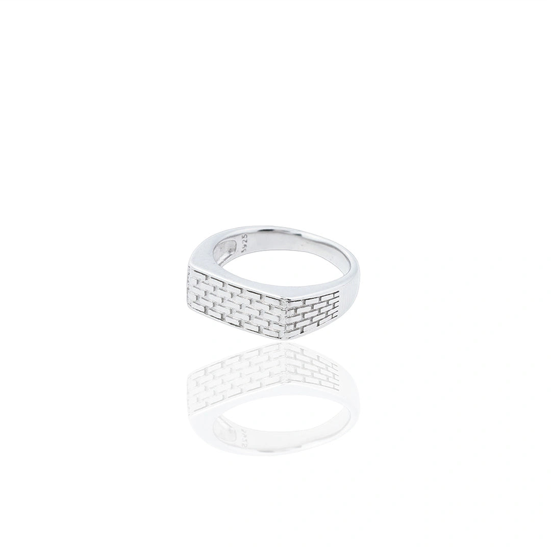 Silver Brick Pattern Ring Ishna