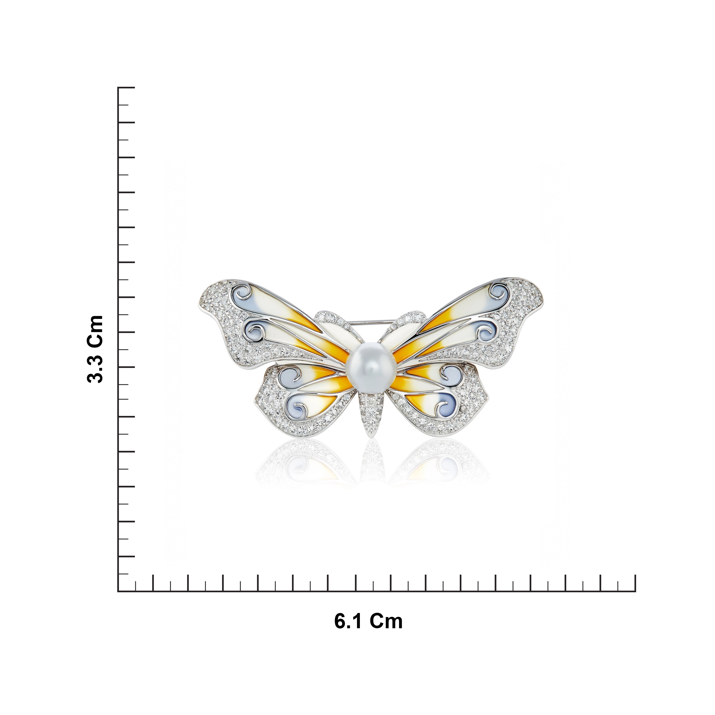Silver Butterfly Motif Pearl Brooch Pin Ishna