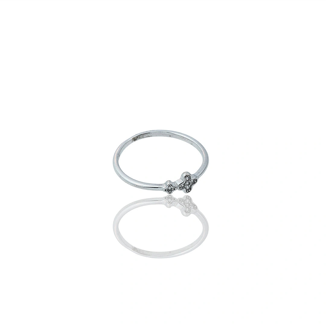 Silver CZ Clover Ring Ishna