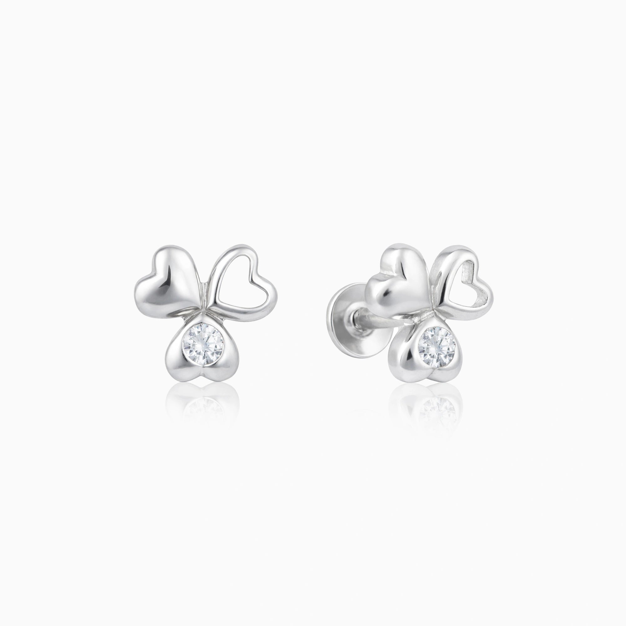 Silver CZ Heart Cluster Stud Earrings Ishna