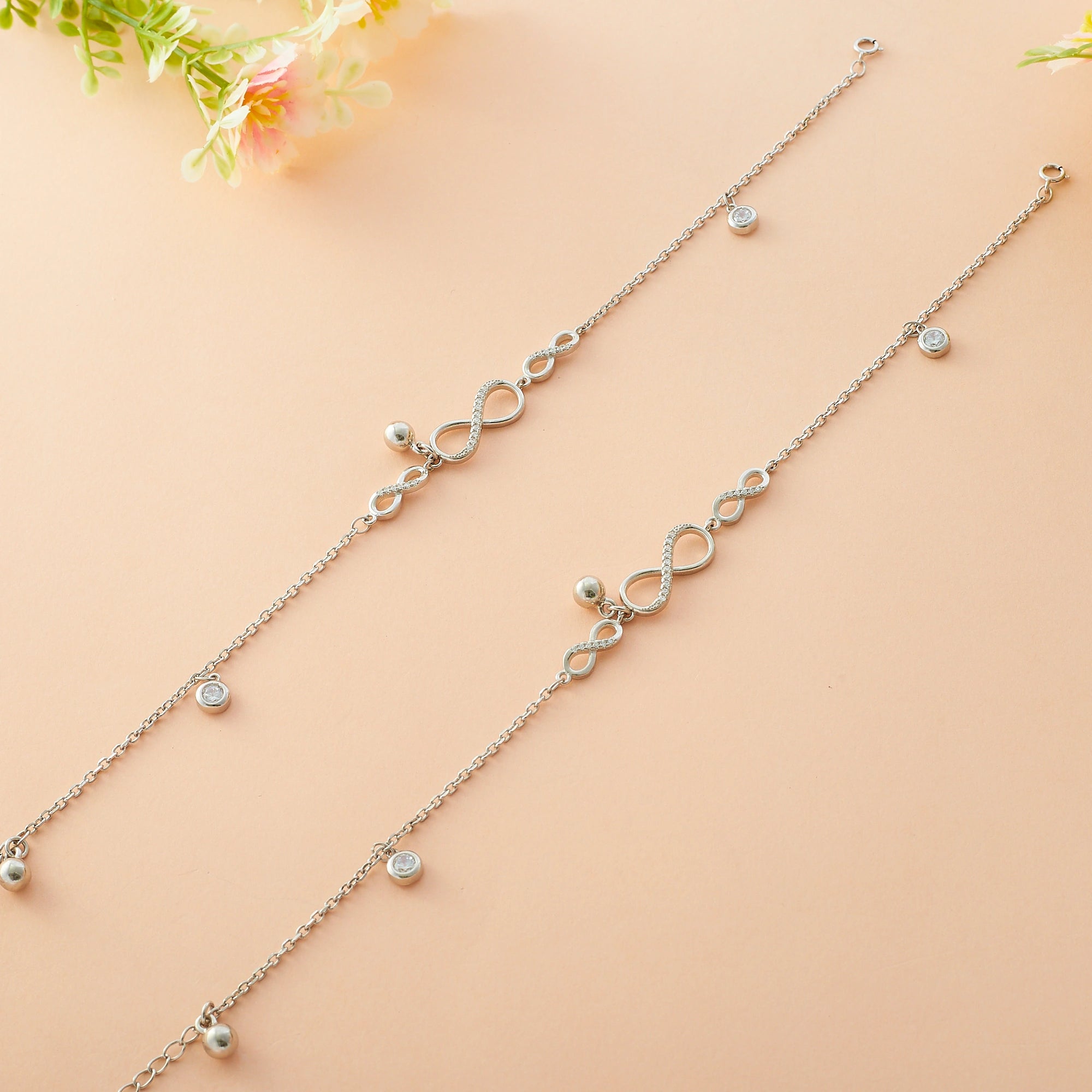 Silver CZ Infinity Anklet Ishna