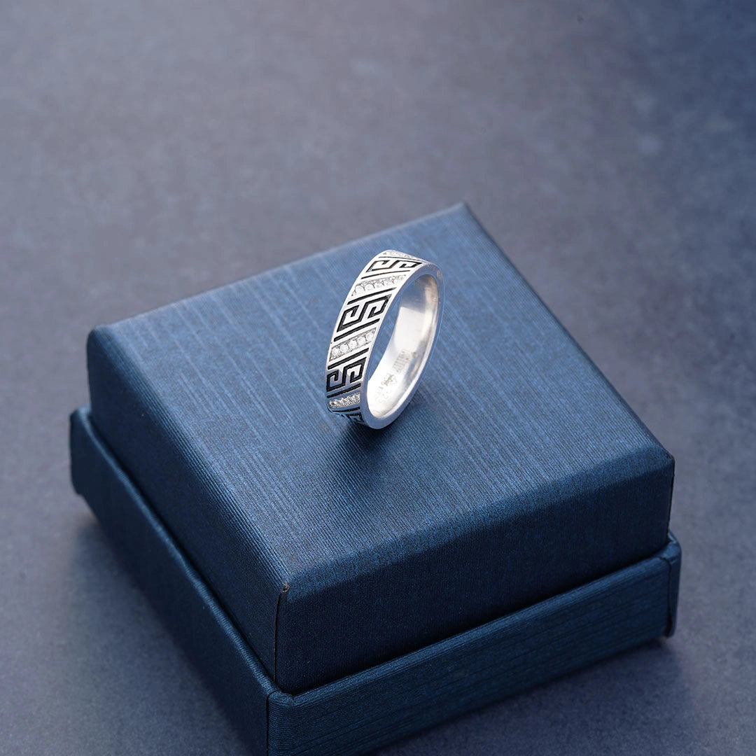 Silver CZ Meander Ring Ishna