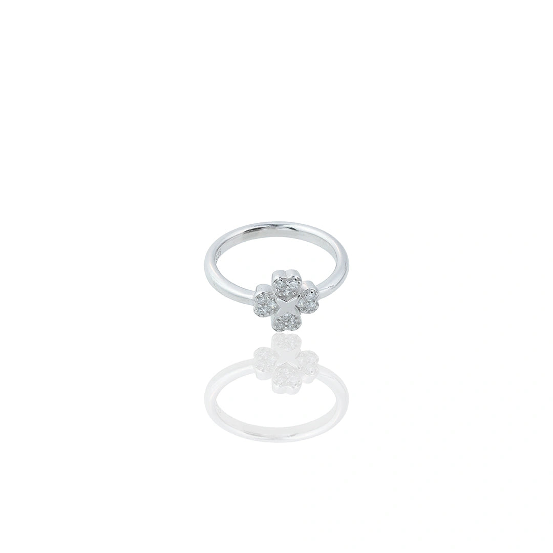 Silver Cluster Clover Ring Ishna
