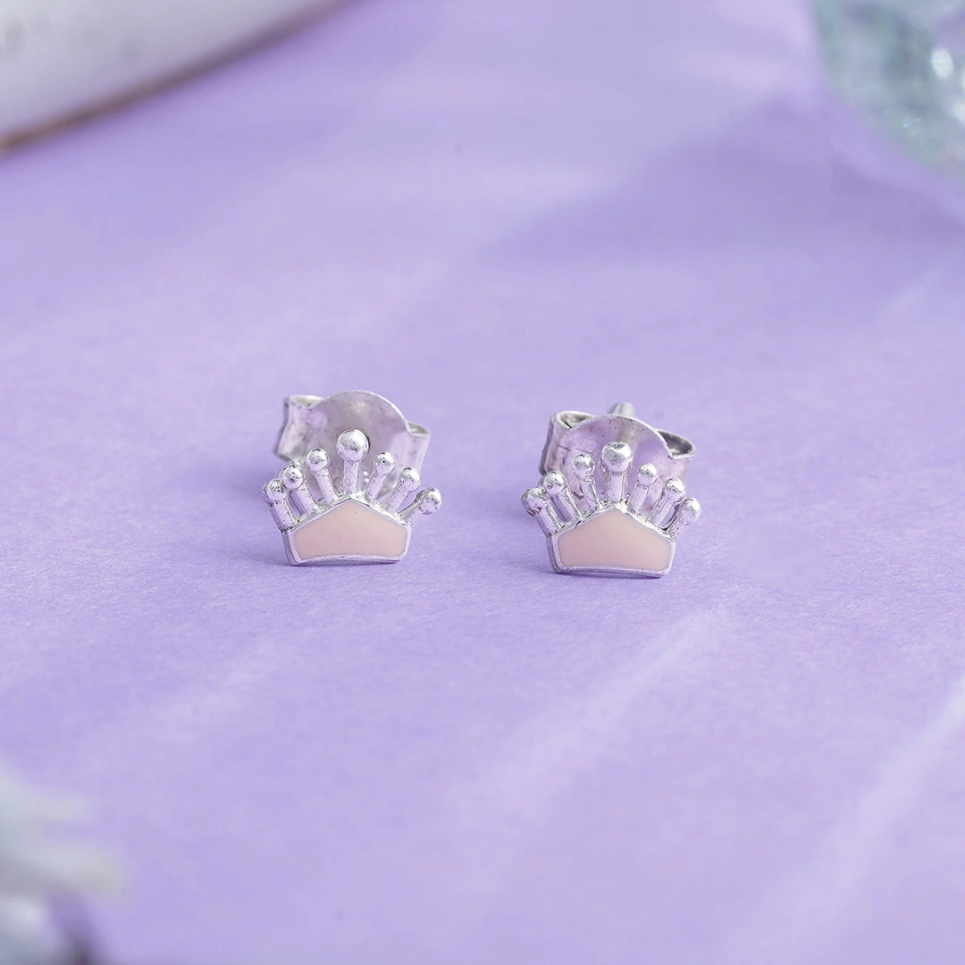 Silver Crown Stud Earrings Ishna