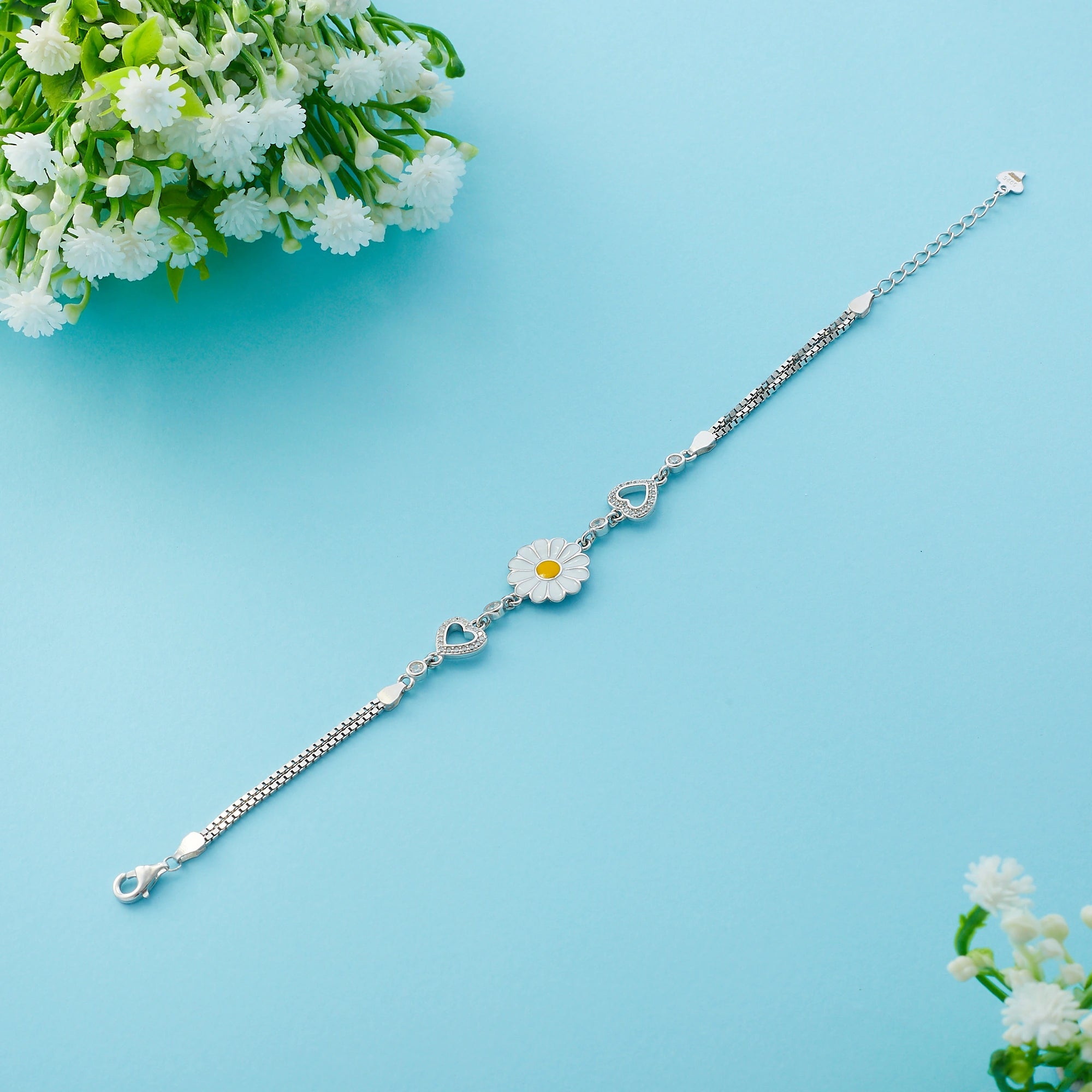 Silver Daisy Flower Bracelet Ishna