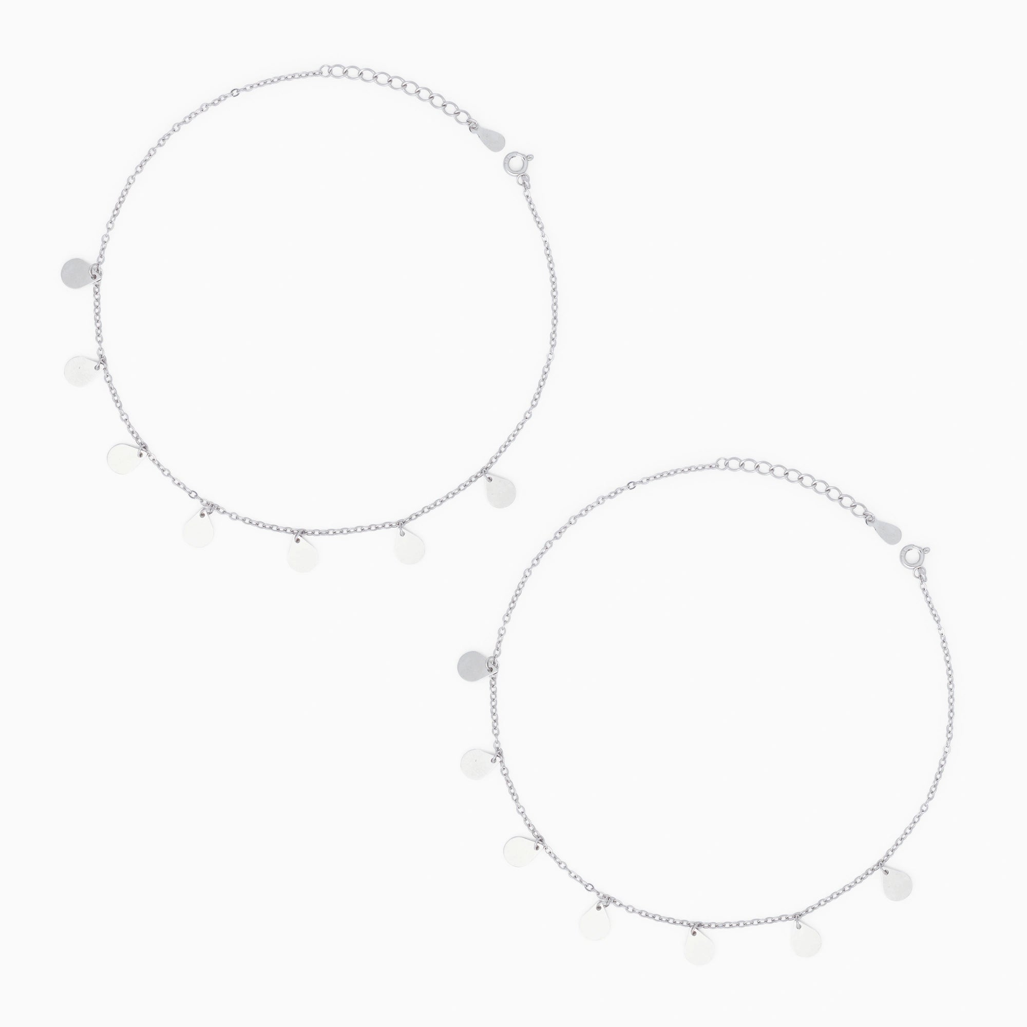 Silver Droplet Motif Charm Anklet Ishna