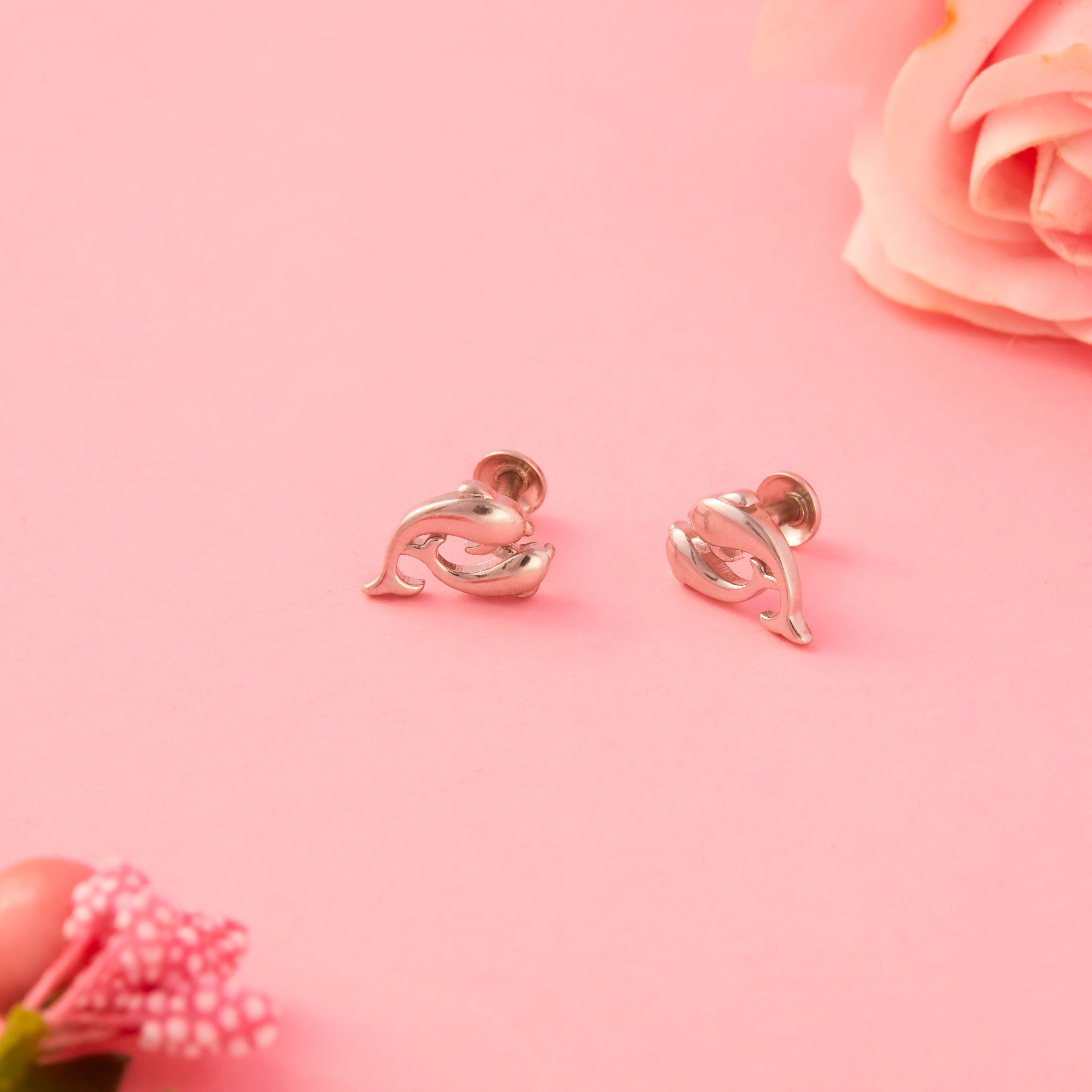 Silver Dual Dolphin Earrings Ishna