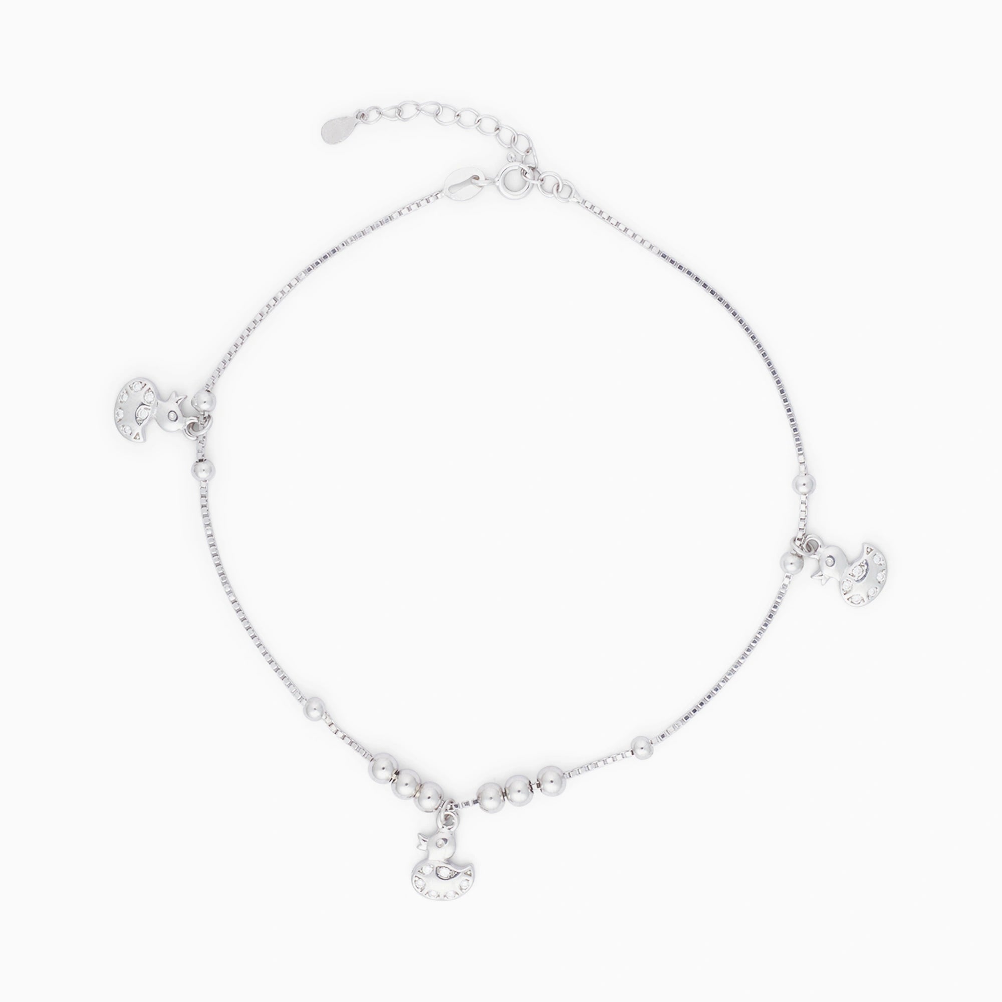 Silver Duck Charm Anklet Ishna