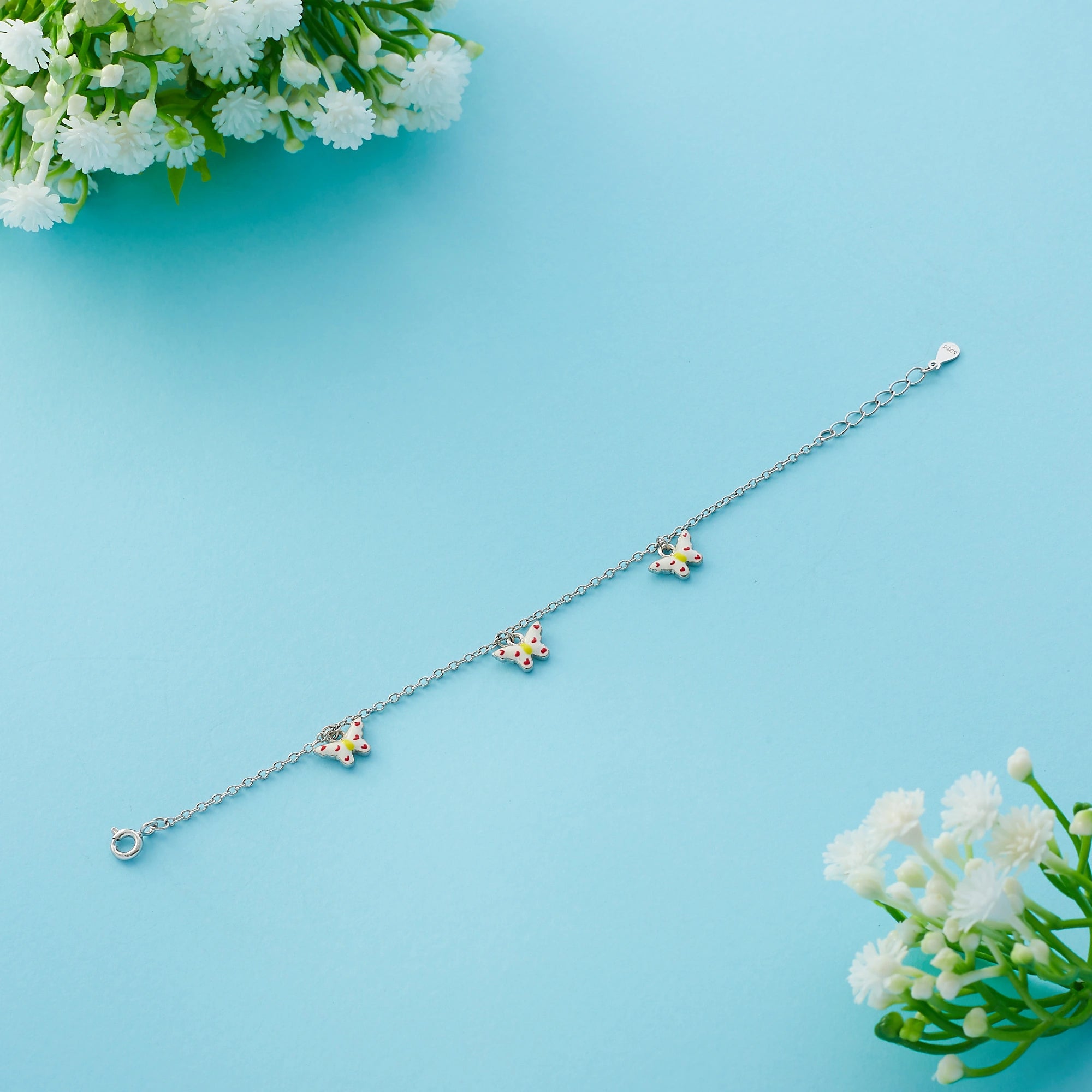 Silver Enamel Butterfly Bracelet Ishna